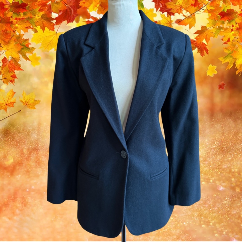 Classic Black Lined Wool Blazer by Sag Harbor (12)